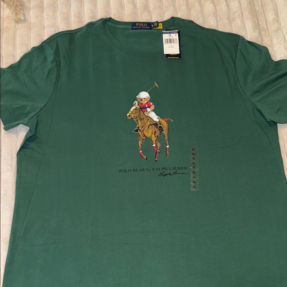 Ralph Lauren Green Short Sleeve Tee with Polo Player Logo